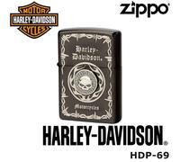 Zippo Harley Davidson HDP-69 Black Skull Metal Plate Oil Lighter Limited Japan