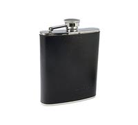 Originale " Zippo " Flachmann Acciaio / Pelle Mocca - 6 Once / 180 ML - Nuovo -