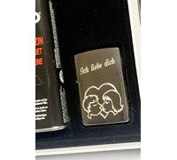Zippo Io Amore Dich Bacio Originale Cromo Spazzolato + Benzina IN Geschenksets