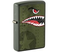 Zippo Lighter, Fighter Plane Nose Art, Shark Teeth - Green Matte 80976