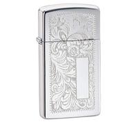 Zippo Slim High Polish Chrome Venetian Pocket Lighter, Ottone, Silver, One Size