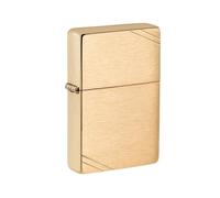 Zippo Brushed Brass Vintage with Slashes Lighter, Ottone, Silver, One Size