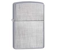 Zippo Linen Weave, Accendino Antivento Ricaricabile, Realizzato in Metallo con Caratteristico Click, Made in USA, Ottima Idea Regalo, Ottone, Cromato, 5.70 x 3.70 x 1.20 cm