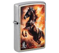 Zippo Mazzi Fire Stallion Design Street Chrome Pocket Lighter (Chrome Mazzi® Fire Stallion)