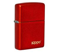 Zippo Metallic Red Matte Logo Pocket Lighter