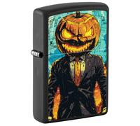 Zippo Mister Pumpkin, accendino per tempesta, colore nero, opaco, immagine colorata, ricaricabile, riutilizzabile, design antivento, confezione regalo, made in USA