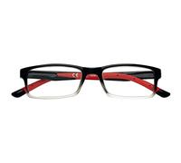 Occhiali da Lettura Zippo®, Realizzati con Montatura dalle Linee Morbide, Ideale per Uomo e Donna, Diottria +1.00, Color Nero Sfumato, Aste Rosso