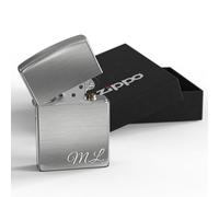 Zippo originale con inciso il iniziali | cromato spazzolato, chrome brushed