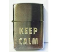 Zippo Originale Keep Calm Con Hauseigener Incisione Su Cromo Spazzolato 1020200