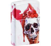 Zippo Originale Made in USA Accendino Antivento Horror Bianco Skull Ice