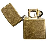 Zippo – Accendino antivento Classic Antique Brass 201FB, metallo, ricaricabile, Marrone Seppia