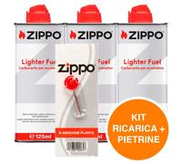 Zippo Pietrine e Ricarica Accendino a Benzina 6 Flint + 3 Lighter Fuel Liquido