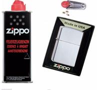 Zippo Raso Cromo Satinato 1022205+1 Benzina + 6 Pietra Focaia 60000806