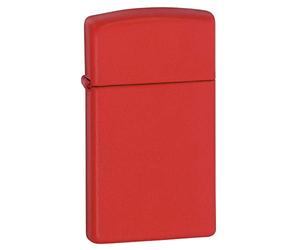 Zippo Slim Red Matte Pocket Lighter Accendino Tascabile, Ottone, Argento (Edelstahloptik), Taglia Unica