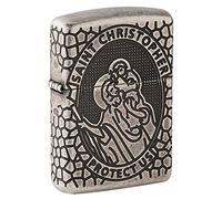 Zippo Spirituale Accendino - Sacro Christophorus, Argento Antico, Einheitsgröße