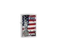 Zippo Statue of Liberty Flag Lighter, Metal, Silver, One Size