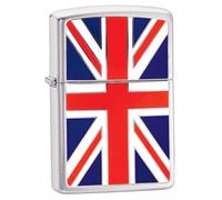 Zippo Union Jack Accendino Antivento Cromo Emblema Integrale Vita Garanzia