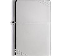 Zippo Lucidato Cromato Vintage Accendino Windproof Disegno Arrotondato Compatto