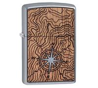 Zippo Woodchuck USA - Accendino tascabile a bussola, cromato, taglia unica