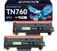 ZIPRINT TN760 Toner Cartridges Compatible Replacement for Brother TN760 TN730 TN-730 High Yield for MFC-L2710DW MFC-L2750DW DCP-L2550DW HL-L2350DW HL-L2395DW HL-L2370DW (Black, 2 Pack)