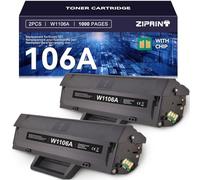 ZIPRINT Toner 106A Compatibile per HP 106A W1106A per HP Laser MFP 137fnw 137fwg MFP 135w 135wg 135a 135r 107w 107a 107r (2 Nero)