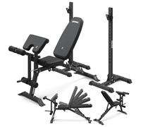 ZIPRO Panca pesi regolabile con leg developer e panca Scott set con supporti bilanciere separati schienale inclinabile con negativo capacità 270 kg per home gym
