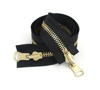 Zips 2Pc 70-100cm Double Sided Zippers Open End Two Way Rotary Slider Zip for Jacket Coat Clothes DIY Sewing Accessories(Blackgold,100CM-8#)