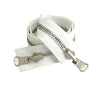 Zips 2Pc 70-100cm Double Sided Zippers Open End Two Way Rotary Slider Zip for Jacket Coat Clothes DIY Sewing Accessories(Whitesilver,80CM-8#)