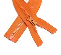 ZIPZSY 2 cerniere lampo in resina con estremità aperta (una sola direzione), con cerniera semplice, cerniere separabili per abbigliamento e cucito (arancione, 60 cm)