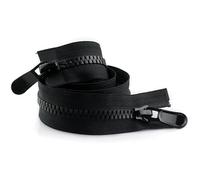 ZIPZSY 2 pezzi Cerniera n°8 a doppio cursore (estremità aperta), con denti triangolari in resina, doppia cerniera, resistente, per cucito, fai da te, vestiti e borse (nero, 70 cm)