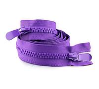 ZIPZSY 2 pezzi Cerniera n°8 a doppio cursore (estremità aperta), con denti triangolari in resina, doppia cerniera, resistente, per cucito, fai da te, abbigliamento e borse (viola, 80 cm)