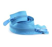 ZIPZSY 2 pezzi cerniere n°8 a doppio cursore (estremità aperta), con denti triangolari in resina, doppia cerniera, resistente, per cucito, fai da te, abbigliamento e borse (blu cielo, 50 cm)