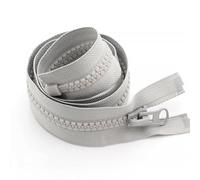 ZIPZSY 2 pezzi di cerniera in resina #8, cerniere a denti grossi e robuste per realizzare vestiti, borse e forniture per cucito e artigianato (grigio (apertura dell'end), 70 cm)