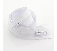 ZIPZSY 2 pezzi di cerniera in resina #8, zip a denti grossi e resistenti per realizzare vestiti, borse e forniture per cucito e artigianato (bianco (due modalità), 80 cm)