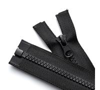 ZIPZSY 2 pezzi di cerniera in resina n. 5 con apertura cerniere nere robuste per cucito, varie dimensioni, per abbigliamento, borse e accessori fai da te (nero, 40 cm)