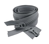 ZIPZSY 2 Pezzi di Cerniere a Doppia Cerniera #5, Zipper in Resina a Estremità Aperta, per Cucitura, Realizzazione di Abbigliamento, Borse e Artigianato (grigio, 85 cm)