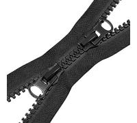 ZIPZSY 2 Pezzi di Cerniere a Doppia Cerniera #8, Zipper in Resina a Estremità Aperta, per Cucitura, Realizzazione di Abbigliamento, Borse e Artigianato (Nero, 115 cm)