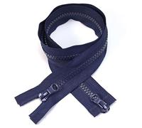 ZIPZSY 2PCS #5 Resin Separabili con Cerniera (Doppio Sentiero), Chiusure con Cerniera a Doppio Cursore per Abbigliamento e Progetti di Cucito Fai-da-Te (Blu Marino, 50cm)