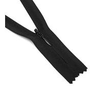 ZIPZSY 4 chiusure lampo invisibili in nylon n. 3 (punta chiusa), cursore autobloccante, per abiti, cucito fai da te e tessuti per la casa (nero, 25 cm)
