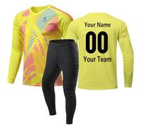 ZIQICAI2007 Uniformi per portiere personalizzate per bambini adolescenti uomini e donne numero adulto maglia con spugna felpa (Yellow)