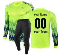 ZIQICAI2007 Uniformi personalizzate per portiere per bambini adolescenti ragazzi e ragazze numero nome adulto maglia con spugna (Green)