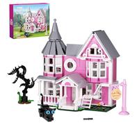 ZIQILIGHTING Set Costruzione Palazzo Rosa con Gatto, Casetta Halloween Giocattolo, Regalo da Collezione per Appassionati di Cartoni 6+ Anni e Adulti (566 Pezzi)
