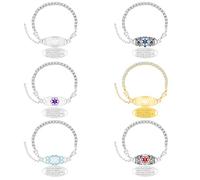 Zircobic Bracciale Allerta Medica Personalizzato Inciso, Piastra Intercambiabile, Catena Tennis Zirconio Bianco, Chiusura Regolabile, Acciaio Inossidabile per Ogni Occasione