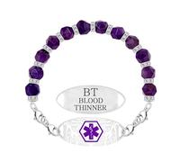 Zircobic Bracciale Allerta Medica Viola｜Incisione Laser BLOOD THINNER Acciaio Inox｜Leggero, Impermeabile & Durevole｜Confortevole per Quotidiano, Corsa, Fitness, Outdoor