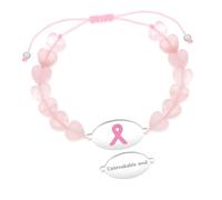 Zircobic Bracciale Croce in Pietra Anguria Nastro Rosa - Incisione Laser Unbreakable Soul, Gioiello Ispirazionale Cancro al Seno da Donna, Comodo, Leggero, Quotidiano & Outdoor