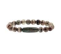 Zircobic Bracciale Dzi Verde Tibetano - Pietra Naturale Multi-Occhi 3cm, Gioiello Spiritualmente Ispirato per Uomo & Donna, Meditazione, Yoga, Uso Quotidiano