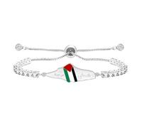 Zircobic Bracciale etnico femminile scintillante - Catena tennis in cristallo bianco con design mappa della Palestina, gioielli leggeri regolabili per uso quotidiano e regali YA6278