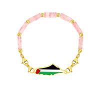 Zircobic Bracciale femminile elegante in stile Medio Oriente - Con tormalina anguria rettangolare e ciondolo mappa Palestina, adatto a vari contesti