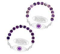Zircobic Bracciale ID Medico Donna Viola｜Incisione Laser Acciaio Inox｜Leggero, Impermeabile & Confortevole｜Testo Inciso Personalizzabile｜Quotidiano, Sport, Fitness, Outdoor & Viaggio