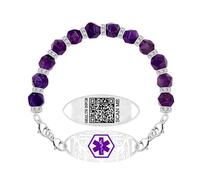 Zircobic Bracciale ID Medico Donna Viola｜Incisione Laser Acciaio Inox｜QR Code Dinamico Modificabile｜Link & Testo Personalizzabile｜Leggero, Impermeabile & Confortevole｜Quotidiano, Sport, Outdoor